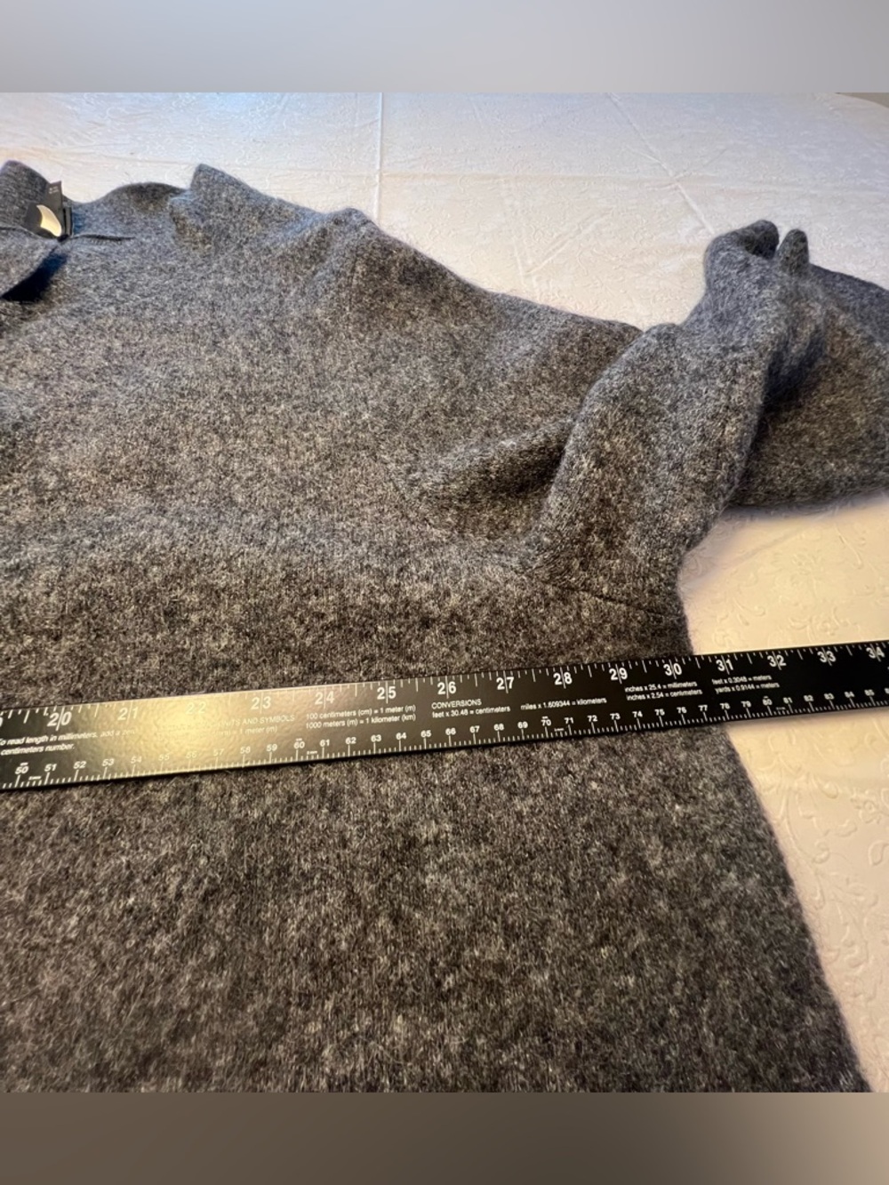 Eileen Fisher Dark Gray Open-Front Cozy Wool-Blend Sweater - Picture 8 of 9